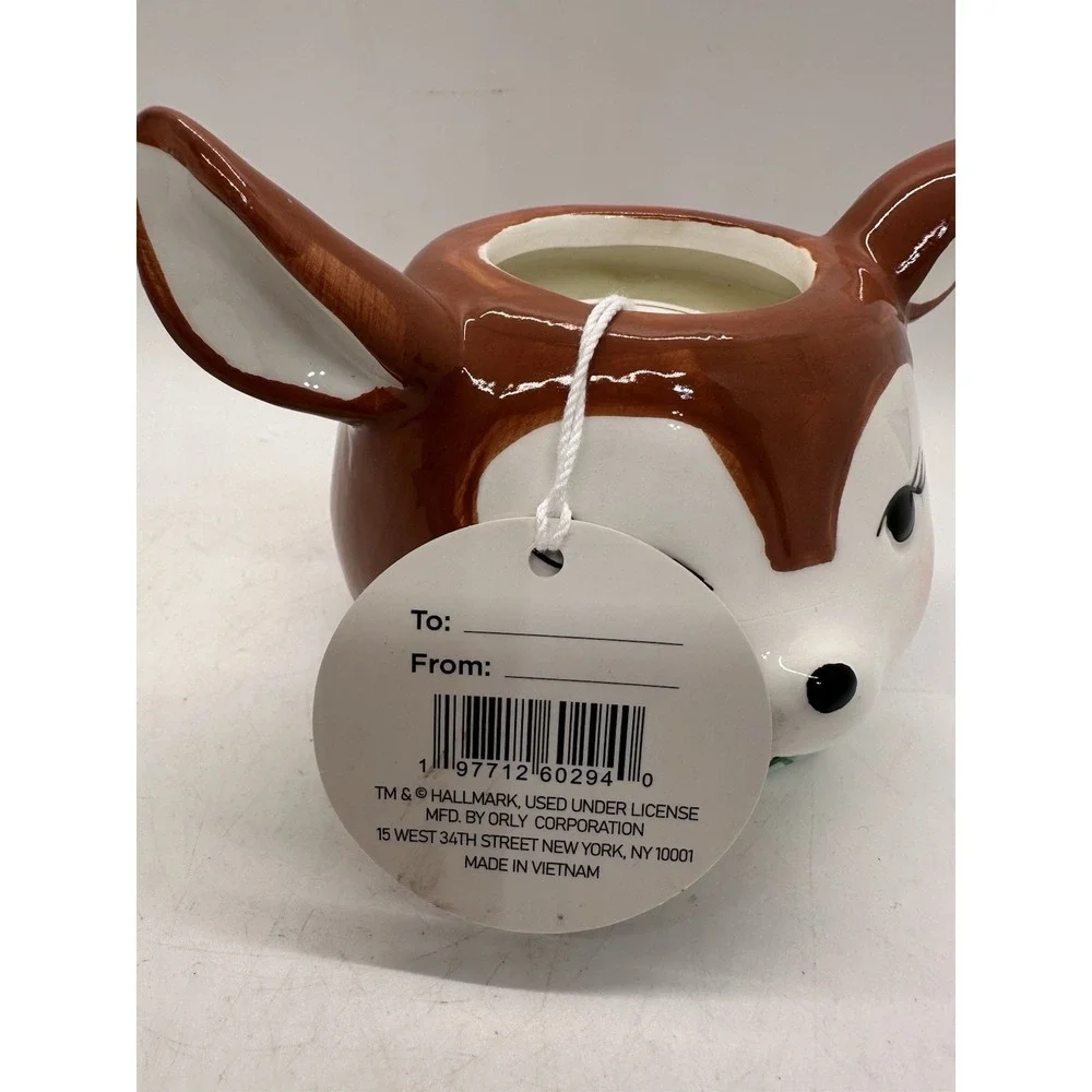 Hallmark‎ Reindeer Candle Holder Under Mistletoe 8oz Ceramic Christmas Decor